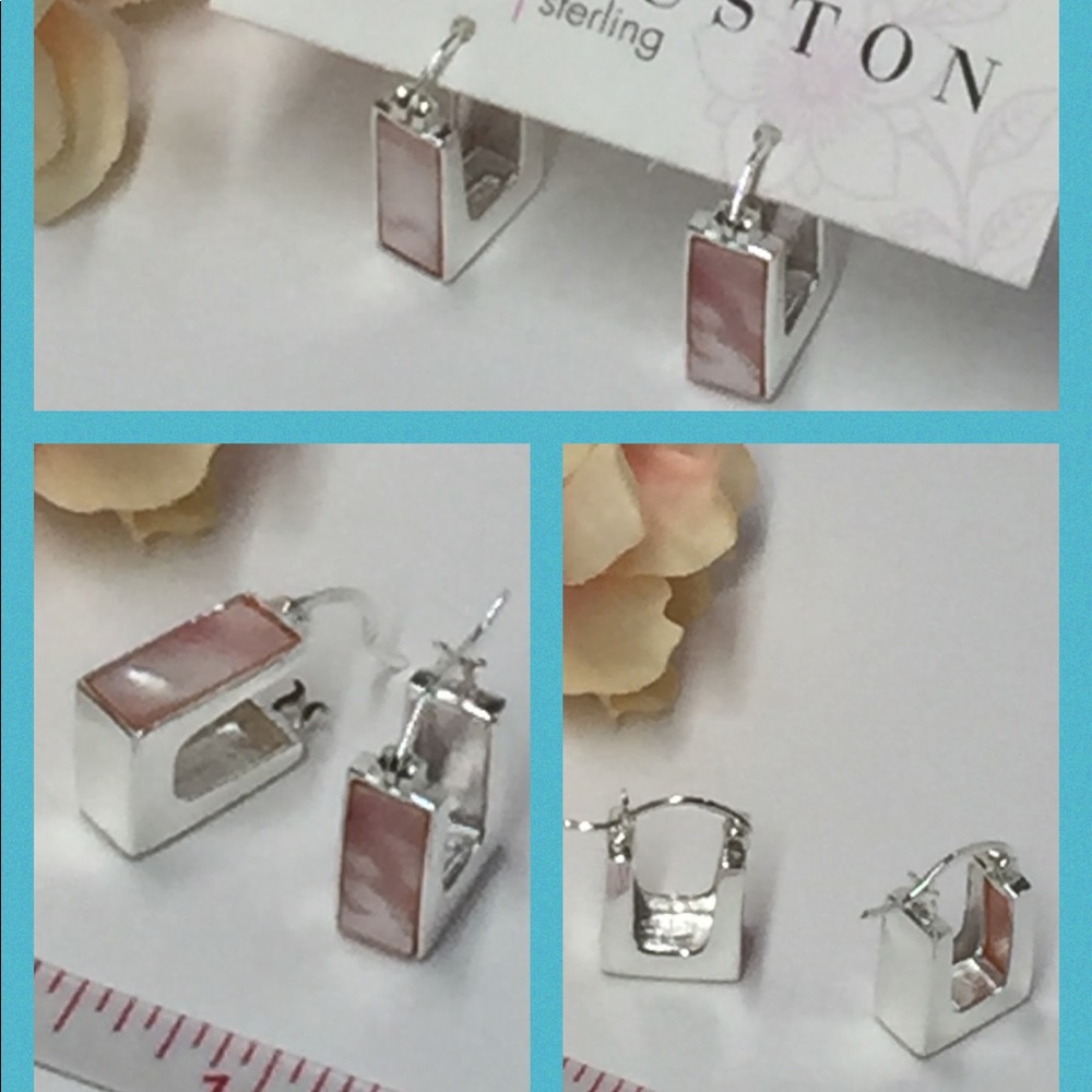 🆕❤️Sterling Silver Earrings Pink Mother of Pearl